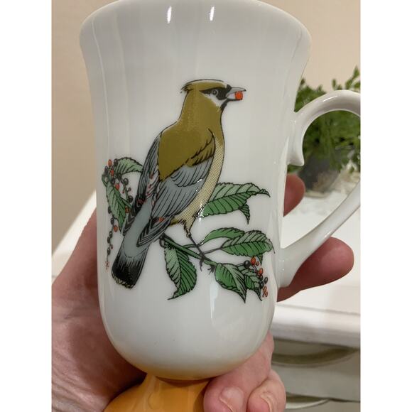 Vtg 1960's Fred Roberts Songbird Orange Pedestal Irish Coffee Tea Mug Cup Japan - Picture 7 of 8